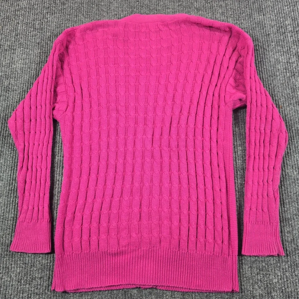 Vintage Trimingham's Sweater‎ Cardigan Womens Medium Pink Cable Knit 80s 90s